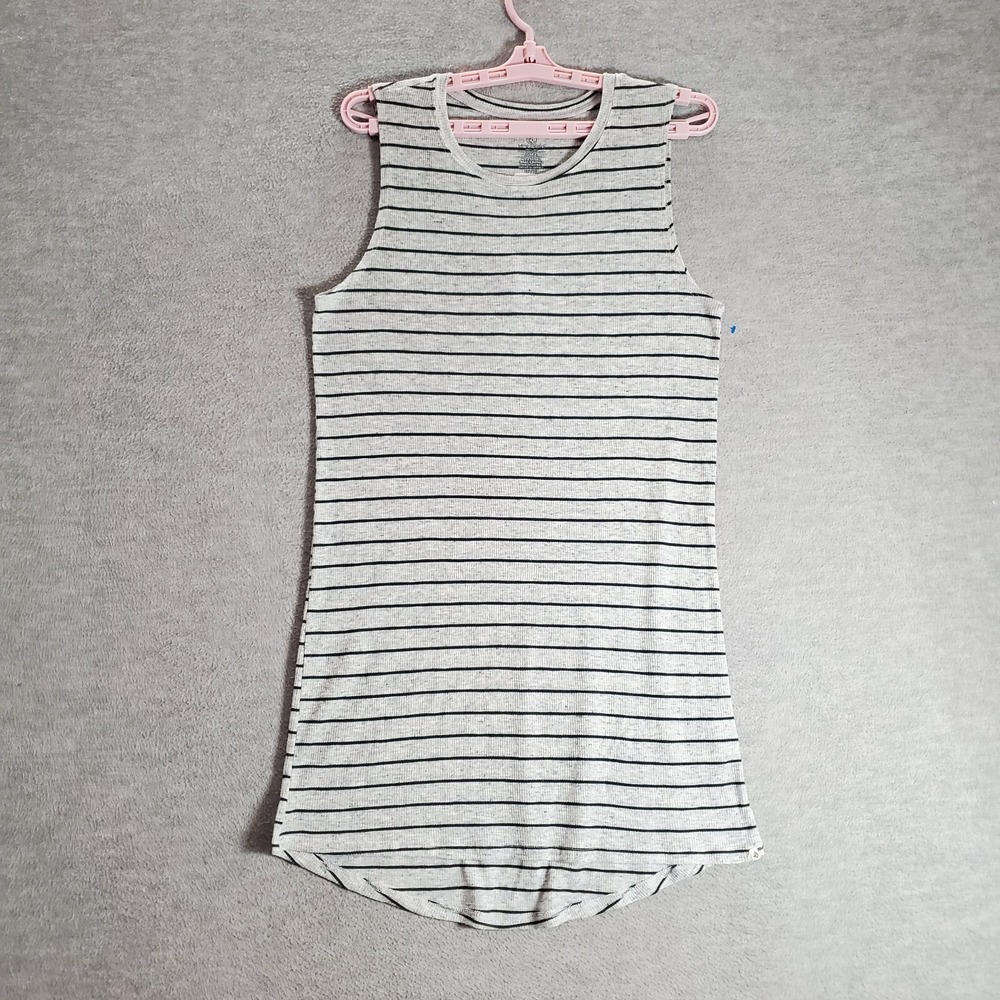 Volcom Women Dress Small Gray Striped Ribbed Tank Sleeveless